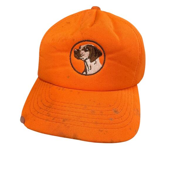 Vintage 90's Winchester Blaze Orange Dog Logo Hunting Cap Snapback Foam Hat - Picture 1 of 3